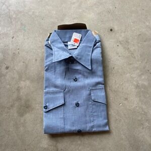 Vintage Seafarer Mens Chambray Utility Shirt Blue Short Sleeve Workwear Size M